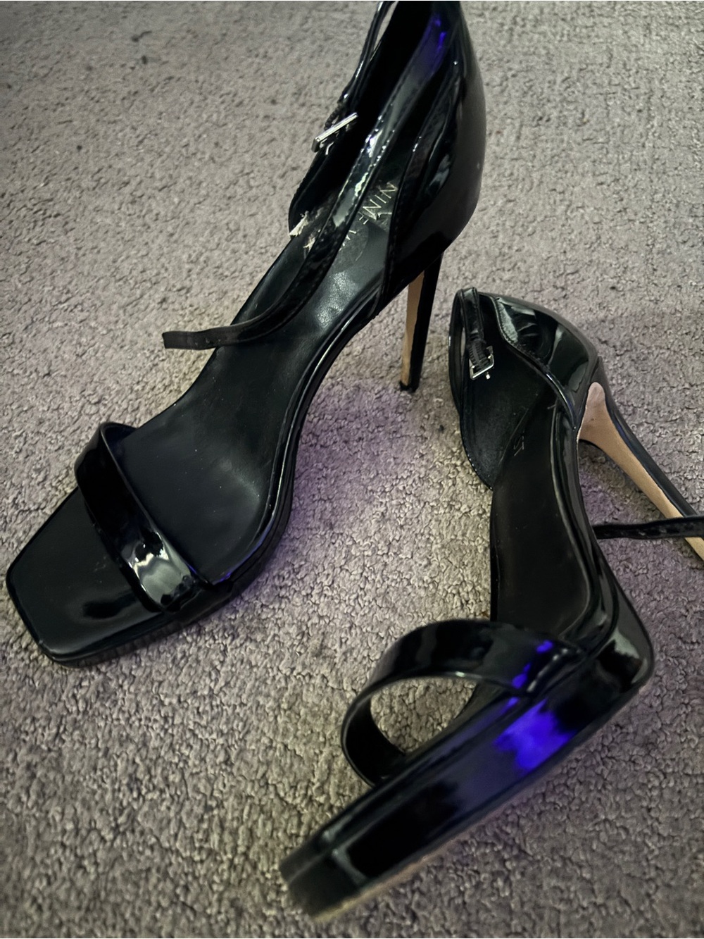 Women's Black Patent High Heel Sandals